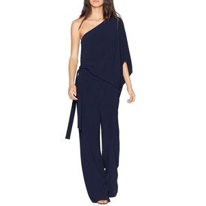 NWT HALSTON Gia Womens One Shoulder Asymmetrical Jumpsuit